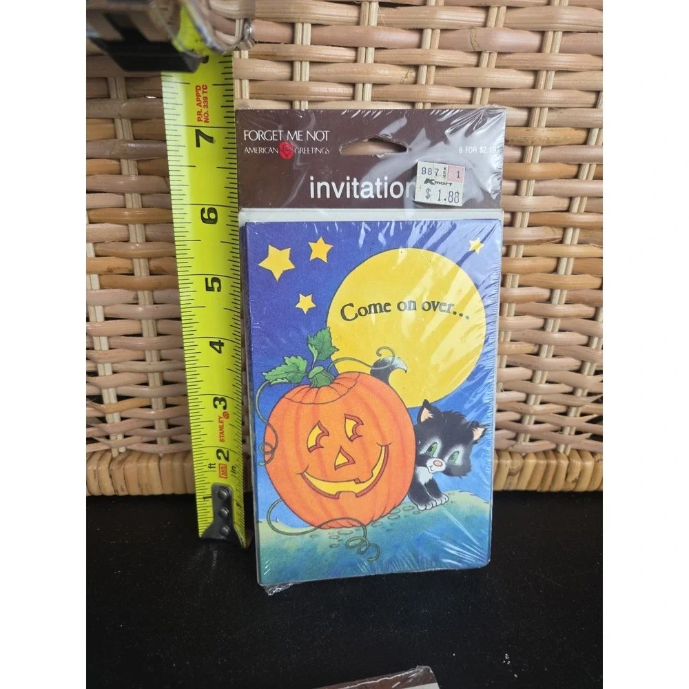 Vintage American Greetings Halloween Party Invitations New Kitty Pumpkin - Picture 6 of 7